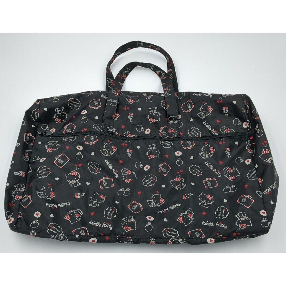 Hello Kitty Large Black Tote Bag Sanrio Women Sharing Hearts 2015 Y2K‎ Cute